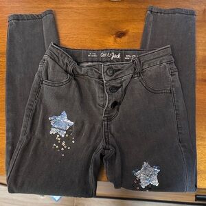Cat & Jack Gray Sequin Star Women's Jeggings